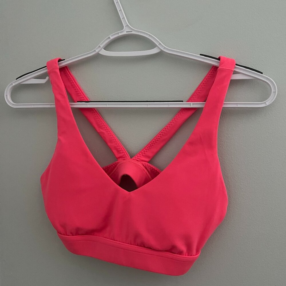 Bright Coral Pink Arie Sports Bra with Padding Size Small